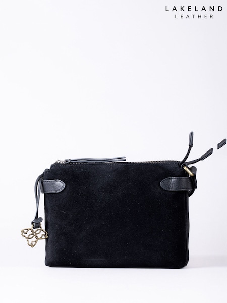 Lakeland Leather Black Navy Suede Crossbody Bag (F77790) | £70