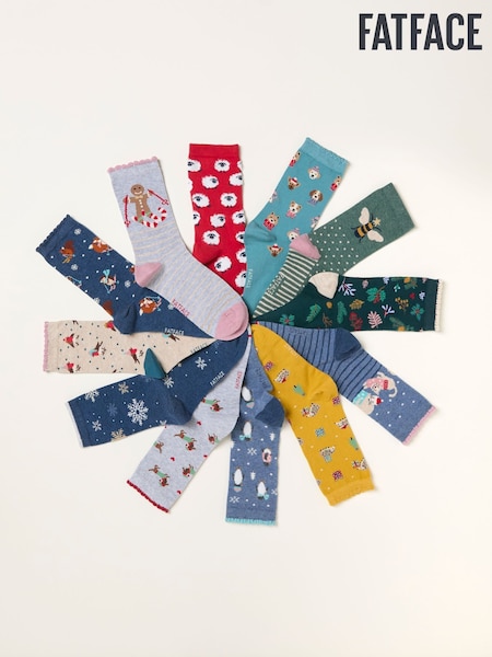 FatFace Multi Womens 12 Pack of Socks Advent Calendar (F77813) | £35