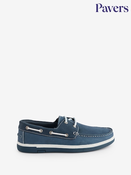 Pavers Blue Grippy Leather Boat Shoes (F77902) | £50