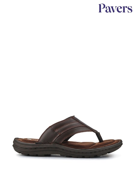 Pavers Brown Leather Toe Post Sandals (F77905) | £30