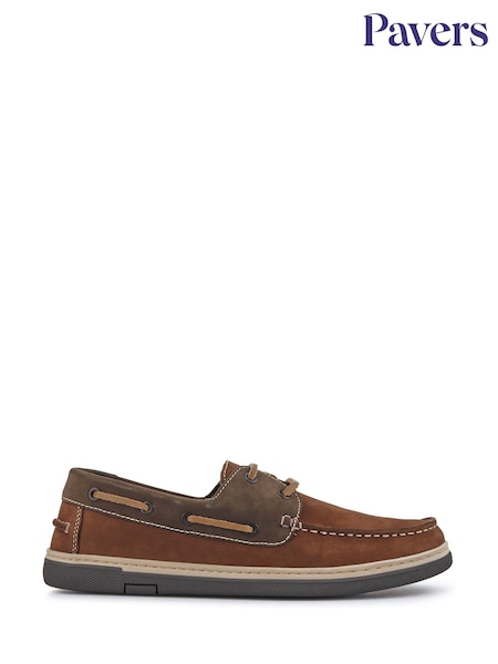 Pavers Brown Grippy Leather Boat Shoes (F77906) | £50