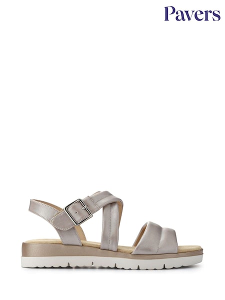 Pavers Silver Cushioned Buckle Up Sandals (F77907) | £35