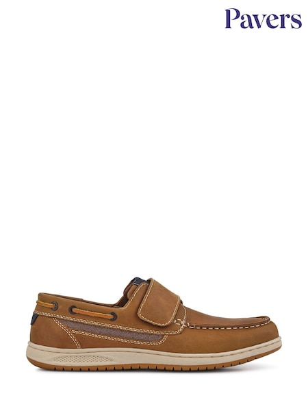 Pavers Brown Leather Touch Fastening Monk Shoes (F77912) | £50