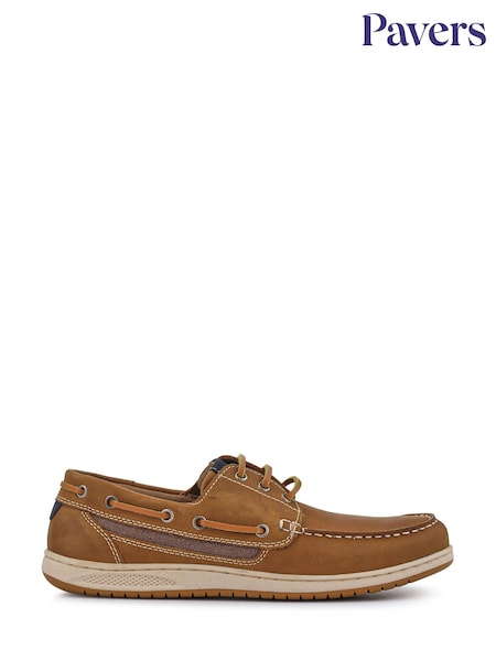 Pavers Brown Leather Lace-Up Boat Shoes (F77913) | £50