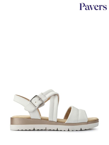 Pavers White Cushioned Buckle Up Sandals (F77919) | £35