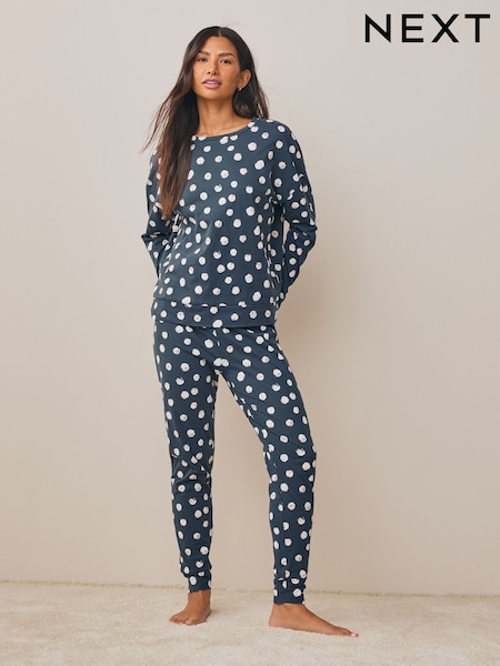 Navy Spot Long Sleeve Pyjamas (F77944) | £22