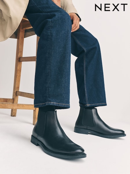 Black Smart Leather Chelsea Boots (F77947) | £58