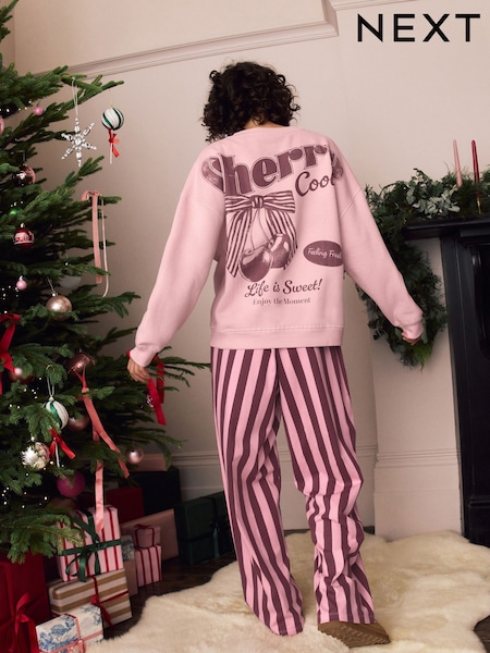 Pink Cherry Sweatshirt Pyjamas (F77974) | £38
