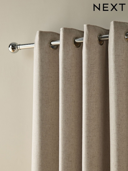 Natural Soft Weave Linen Blend Blackout/Thermal Eyelet Curtains (F77988) | £70 - £145