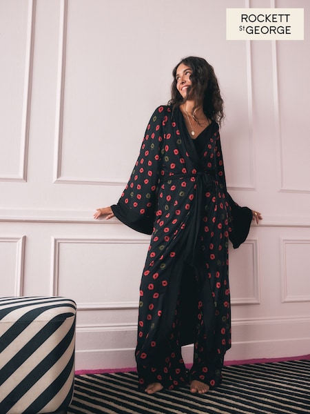 Rockett St George Black/Red Lips Jersey Robe (F78021) | £55
