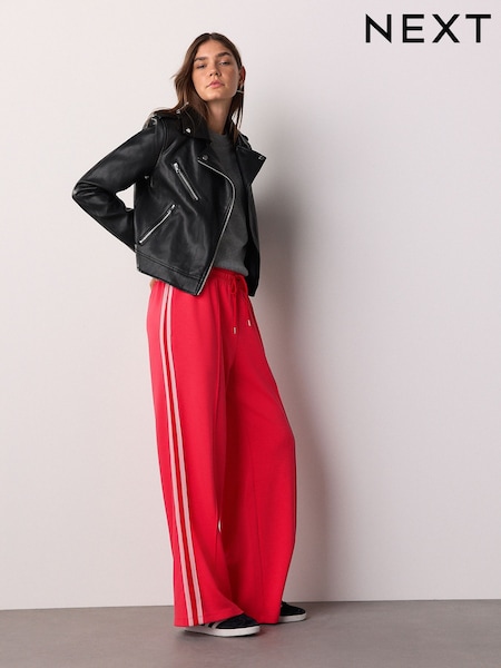 Red Slinky Wide Leg Side Stripe Track Trousers (F78131) | £38