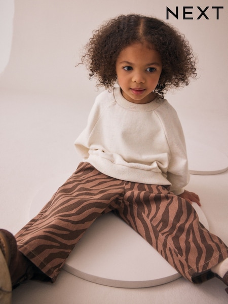 Zebra Print Wide Leg Jeans (3mths-7yrs) (F78154) | £12 - £14