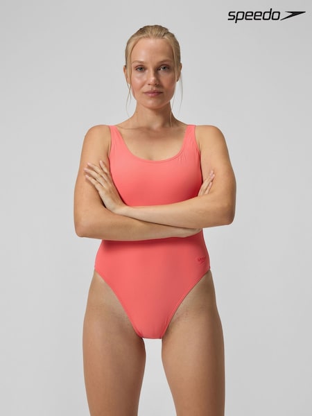 Speedo Orange Womens Textured Deep U-Back Swimsuit (F78227) | £39