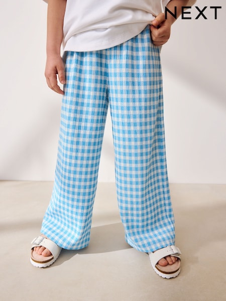 Blue Gingahm Wide Leg Trousers (3-16yrs) (F78245) | £12 - £17