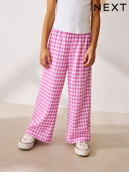 Pink Gingham Wide Leg Trousers (3-16yrs) (F78246) | £12 - £17
