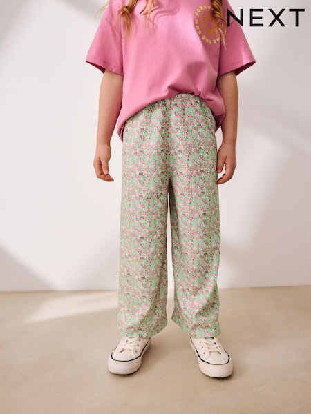 Green Floral Wide Leg Trousers (3-16yrs) (F78256) | £12 - £17