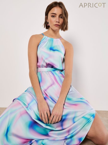 Apricot Blue Gradient Glow Satin Dress (F78328) | £46