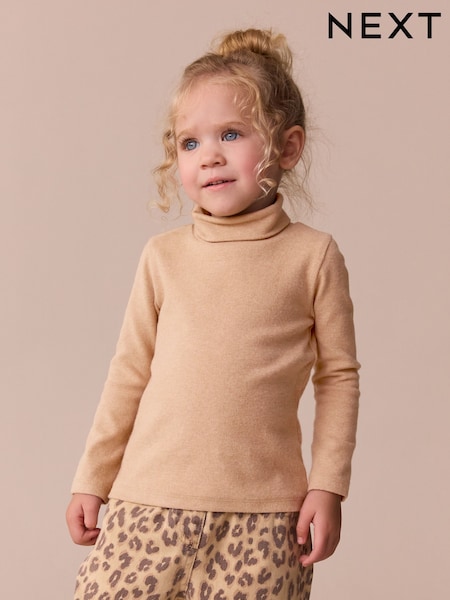 Tan Brown Long Sleeve Roll Neck Top (3mths-7yrs) (F78366) | £5 - £7