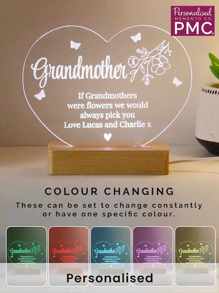 Personalised Floral Heart LED Light by PMC (F78379) | £24