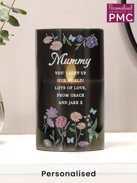 Personalised Wild Flowers Glass Led Candle by PMC (F78457) | £18
