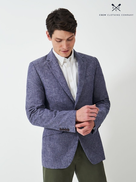 Crew Clothing Blue Fortescue Linen Blazer (F78533) | £175
