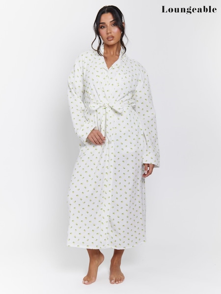 Loungeable Yellow 100% Cotton Waffle Robe (F78550) | £42