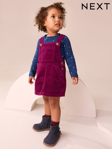 Burgundy Red Cord Pinafore Dress (3mths-8yrs) (F78576) | £12 - £15