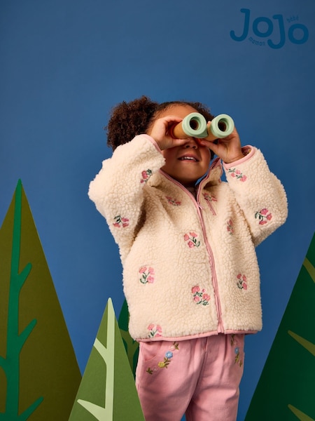 JoJo Maman Bébé Pink Borg Hoodie (F78631) | £34 - £40