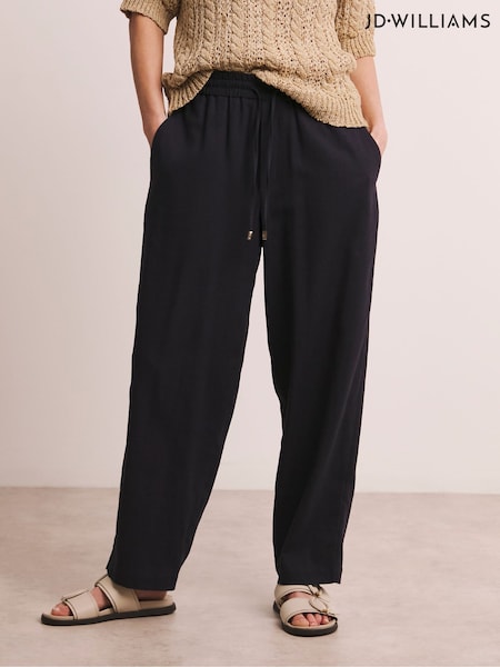 Anthology By JD Williams White 100% Linen Barrel Leg Trousers (F78638) | £54