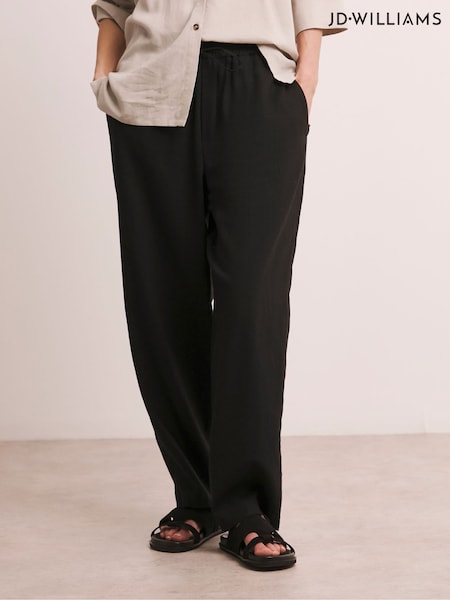 Anthology By JD Williams Black 100% Linen Barrel Leg Trousers (F78648) | £54