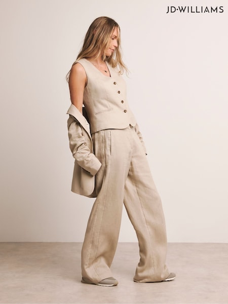 JD Williams Natural Anthology By JD Williams Wide Leg Linen Trousers (F78650) | £58