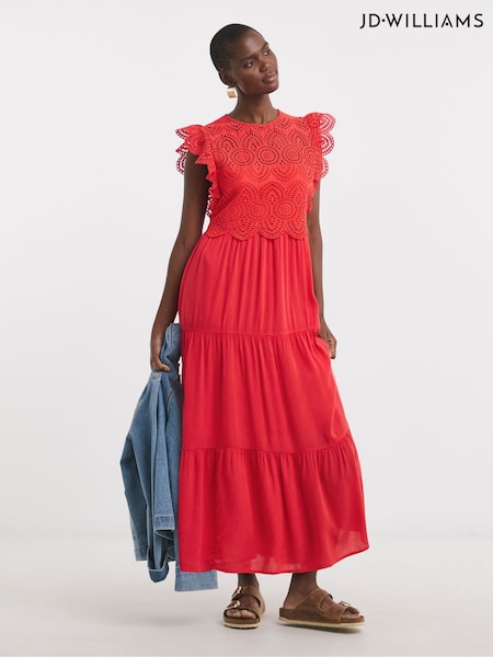 JD Williams Pink Broderie 2 In 1 Maxi Dress (F78653) | £55