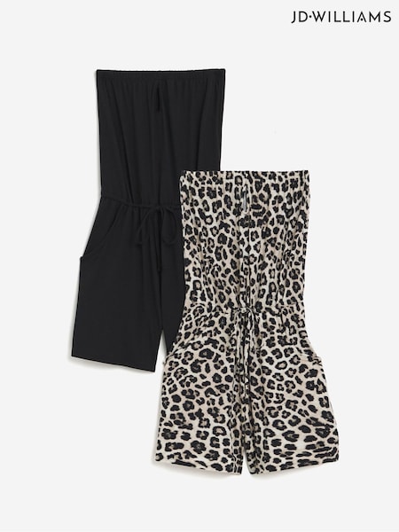 JD Williams Brown Bandeau Playsuits 2 Pack (F78667) | £36