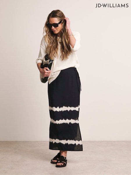 Anthology By JD Williams Blue Linen Wrap Front Skirt (F78668) | £40