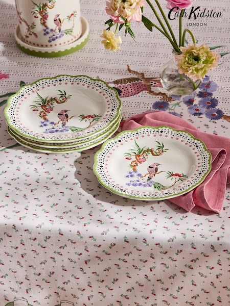 Cath Kidston Set of 4 Cream Spring Birds Side Plates (F78708) | £48