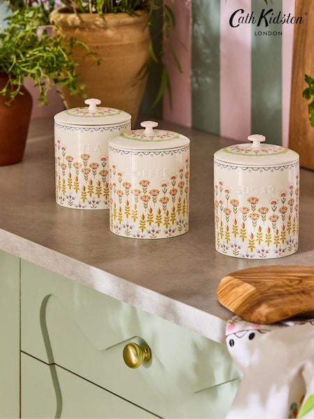 Cath Kidston Cream Painted Table Ceramic Storage Canister Set (F78731) | £48