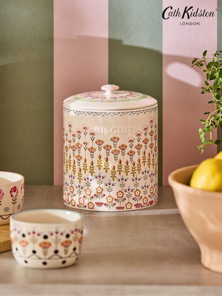 Cath Kidston Cream Painted Table Ceramic Biscuit Jar (F78740) | £24