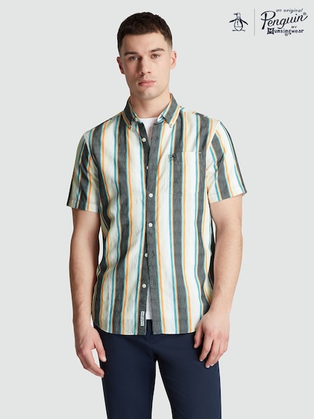 Original Penguin Blue Striped Crinkle Shirt (F78816) | £75