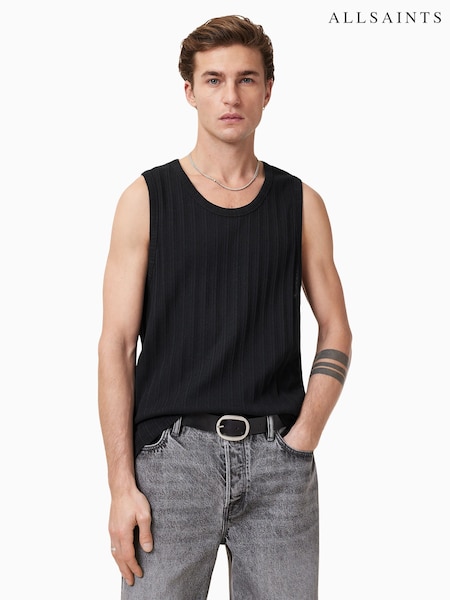 AllSaints Black 100% Organic Cotton Denver Vest (F78857) | £45