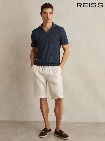 Reiss Stone Barges Linen Drawstring Shorts (F78994) | £98
