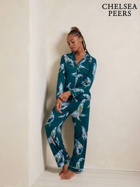 Chelsea Peers Natural Coral Whale Print Long Pyjama Set (F78996) | £45