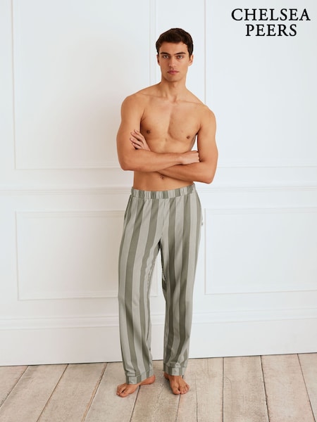 Chelsea Peers Brown Organic Cotton Stripe Button Up Pyjama Bottoms (F79056) | £35
