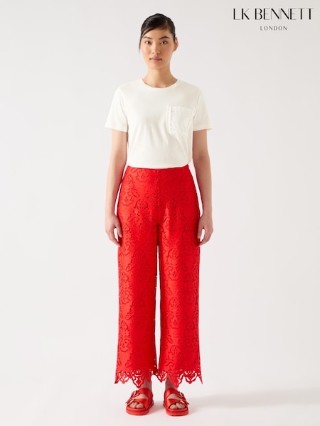 LK Bennett Cream Hally Cotton Frill Detail T-Shirt (F79085) | £69