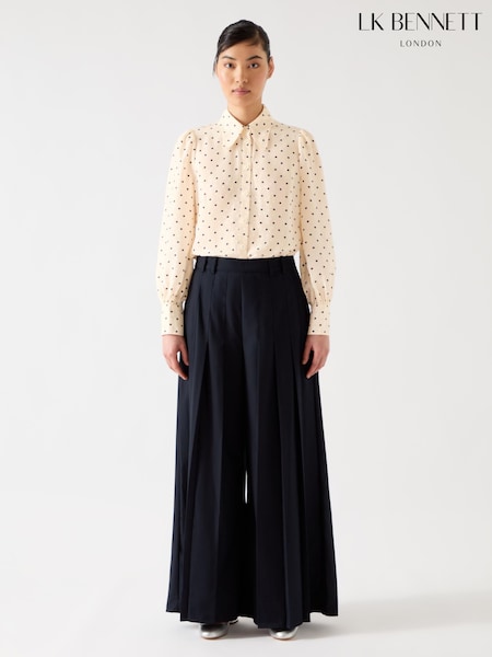LK Bennett Cream Sonya Silk Blend Polkadot Jacquard Blouse (F79100) | £249