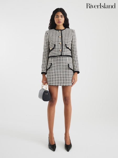 River Island Black Dogtooth Trophy Jacket (F79104) | £64