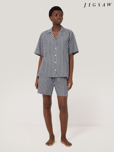 Jigsaw Blue 100% Cotton Stripe Short Pyjamas (F79167) | £70