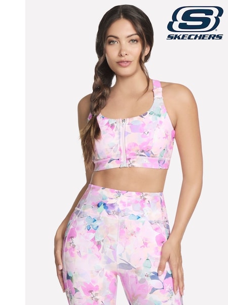 Skechers Pink GoWalk Seascape Floral Zip Front Bra (F79173) | £39