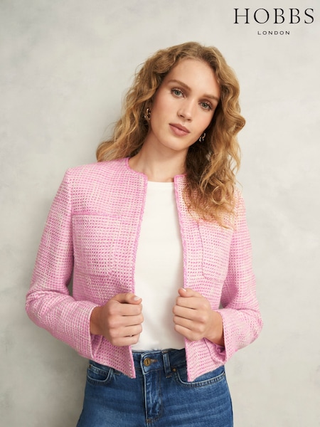 Hobbs Pink Darcy Tweed Jacket (F79222) | £199