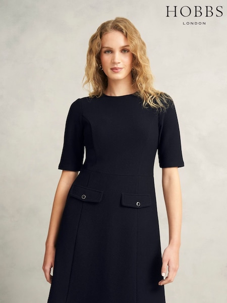 Hobbs Blue Adelaide Ponte Dress (F79230) | £110