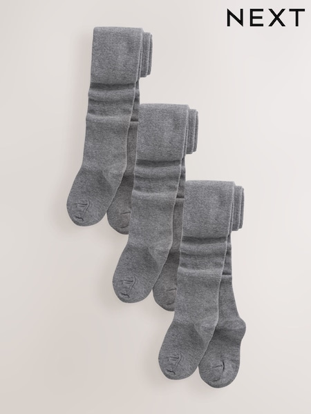Grey Longer Length Longer Length Cotton Rich School Tights 3 Pack (F79256) | £11 - £16